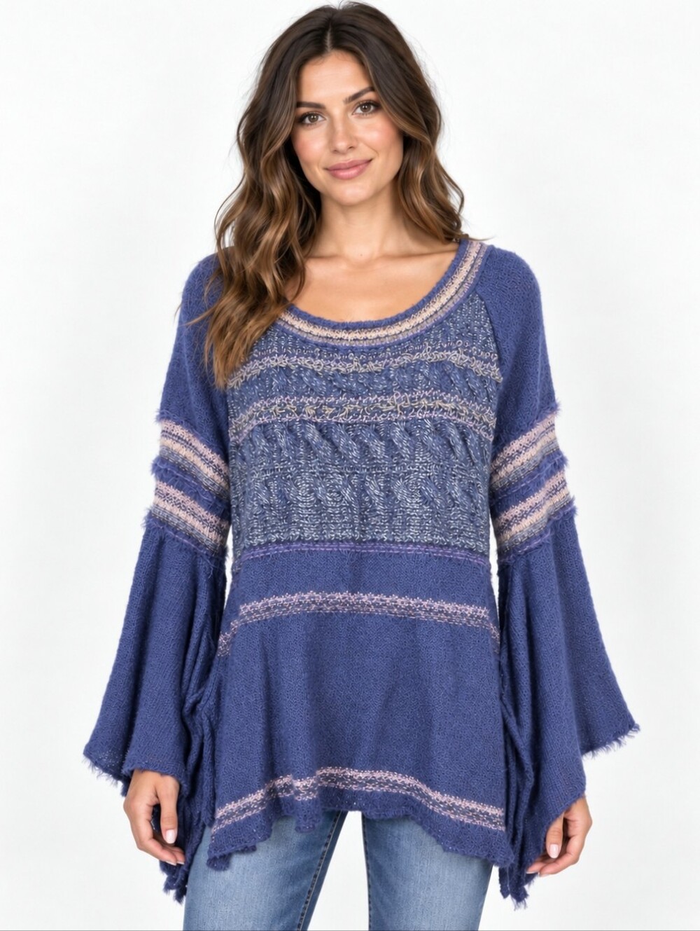 Free People Women’s Size S Boho Bell Sleeve Knit Sweater Top